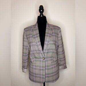 Plaid Women's Blazer - Gray and Pink